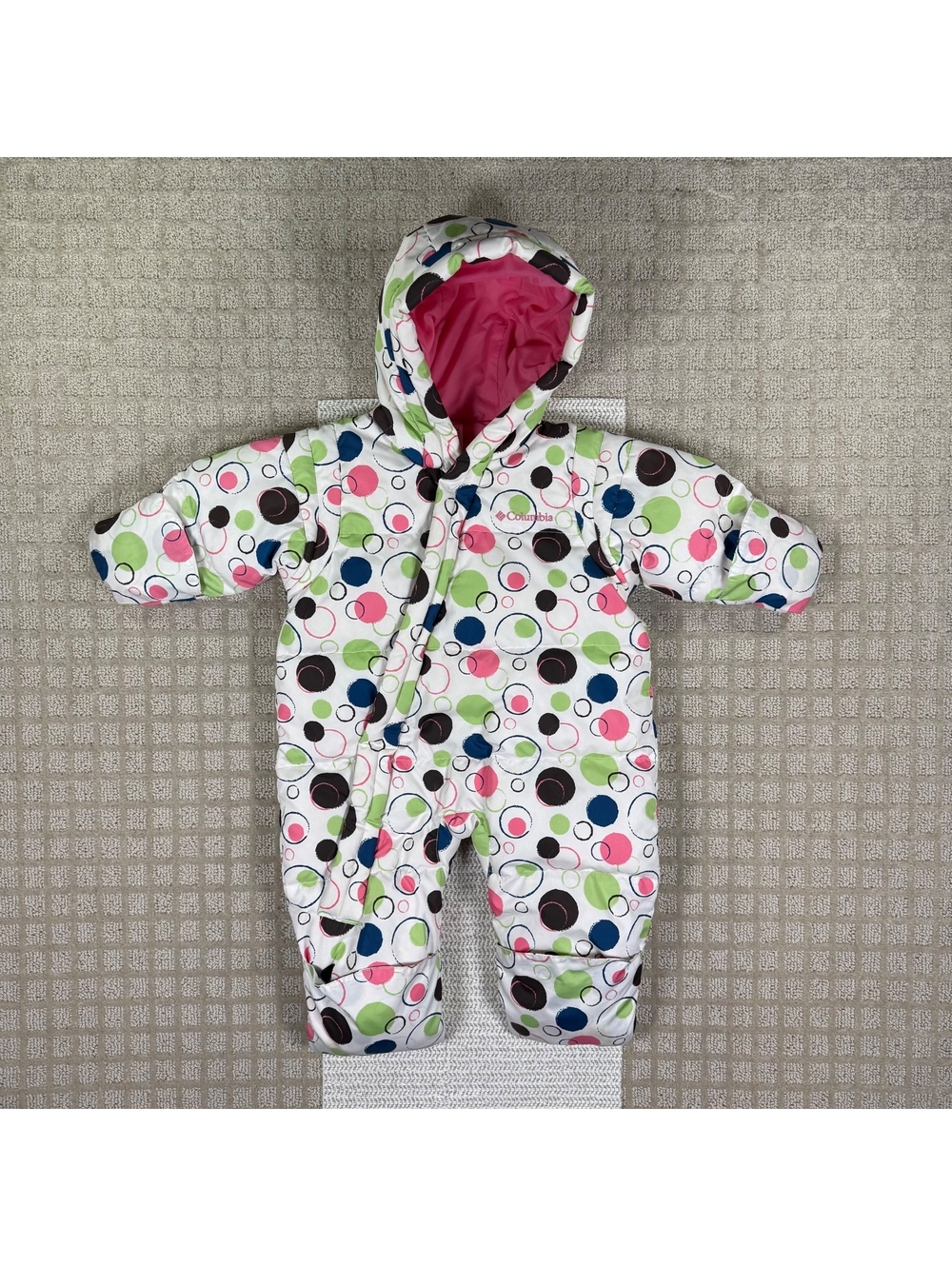 Columbia Infant Polka Dot Hooded Snowsuit 12 Months Down